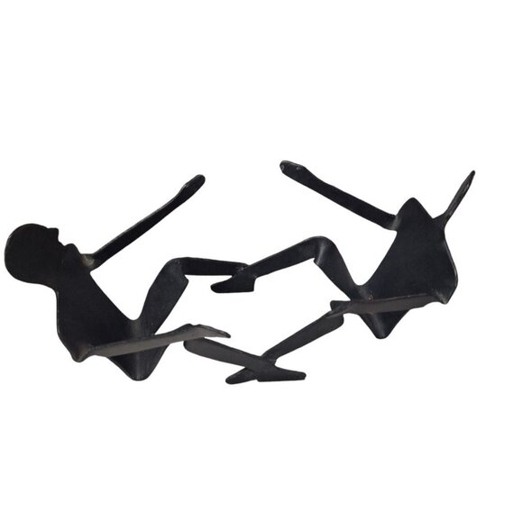 Metal Iron Art Sculpture Centerpiece Human Plant Holder People Folk Figures Weld - Picture 9 of 9